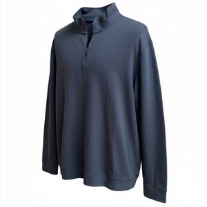 Calvin Klein Men’s Navy Blue Cotton Quarter Zip Pullover Shirt Jacket Large